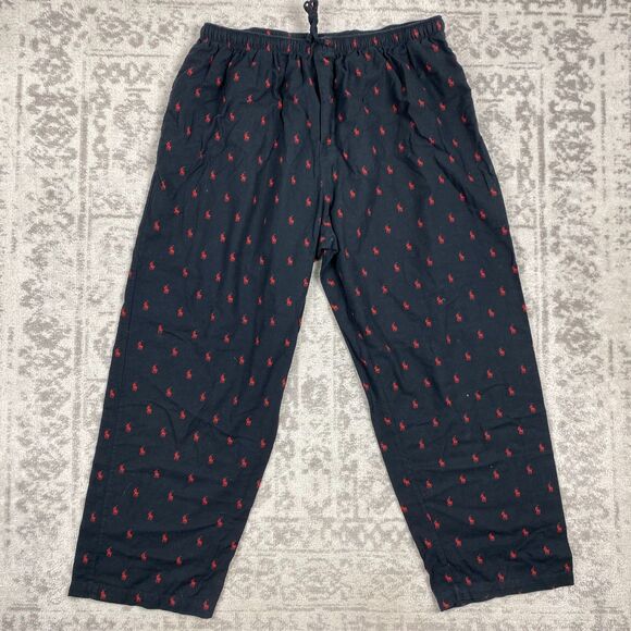 Polo Ralph Lauren Pajama Pants Black Sleepwear Drawstring Lounge AOP Size XL - Picture 1 of 6